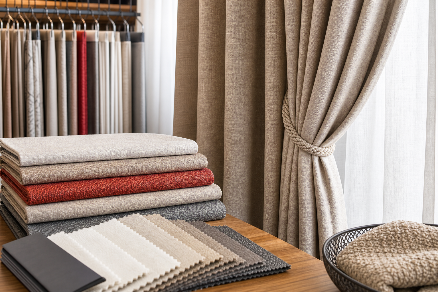 Curtain fabrics and finished curtain details